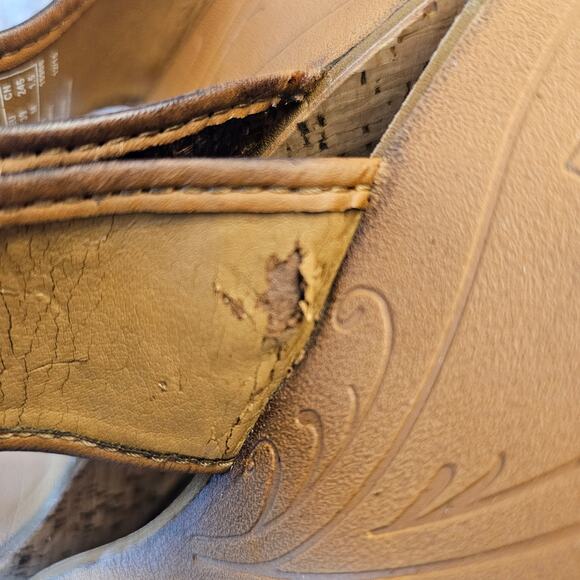 Clarks Women's Avaleen Lake Leather Cork Wedge Flip Flop Sandals Size 8 Brown - Picture 5 of 8